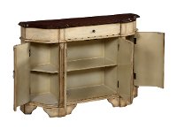 Antique Burnished Cream and Brown 4 Door Credenza-2