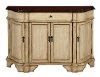Antique Burnished Cream and Brown 4 Door Credenza-3
