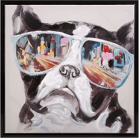 City Shades Dog Framed Canvas Wall Art