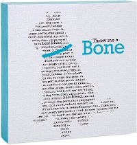 Black, White and Blue Dog Throw Me a Bone Canvas Wall Art
