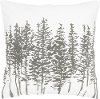 Off-White and Gray Printed Tree Throw Pillow