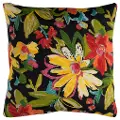 Black Multi Floral Indoor-Outdoor Throw Pillow