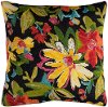 Clearance Black Multi Floral Indoor-Outdoor Throw Pillow