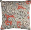 Clearance Gray and Salmon Paisley Indoor-Outdoor Throw Pillow