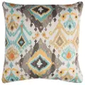 Gray and Multi Color Aztec Indoor-Outdoor Throw Pillow