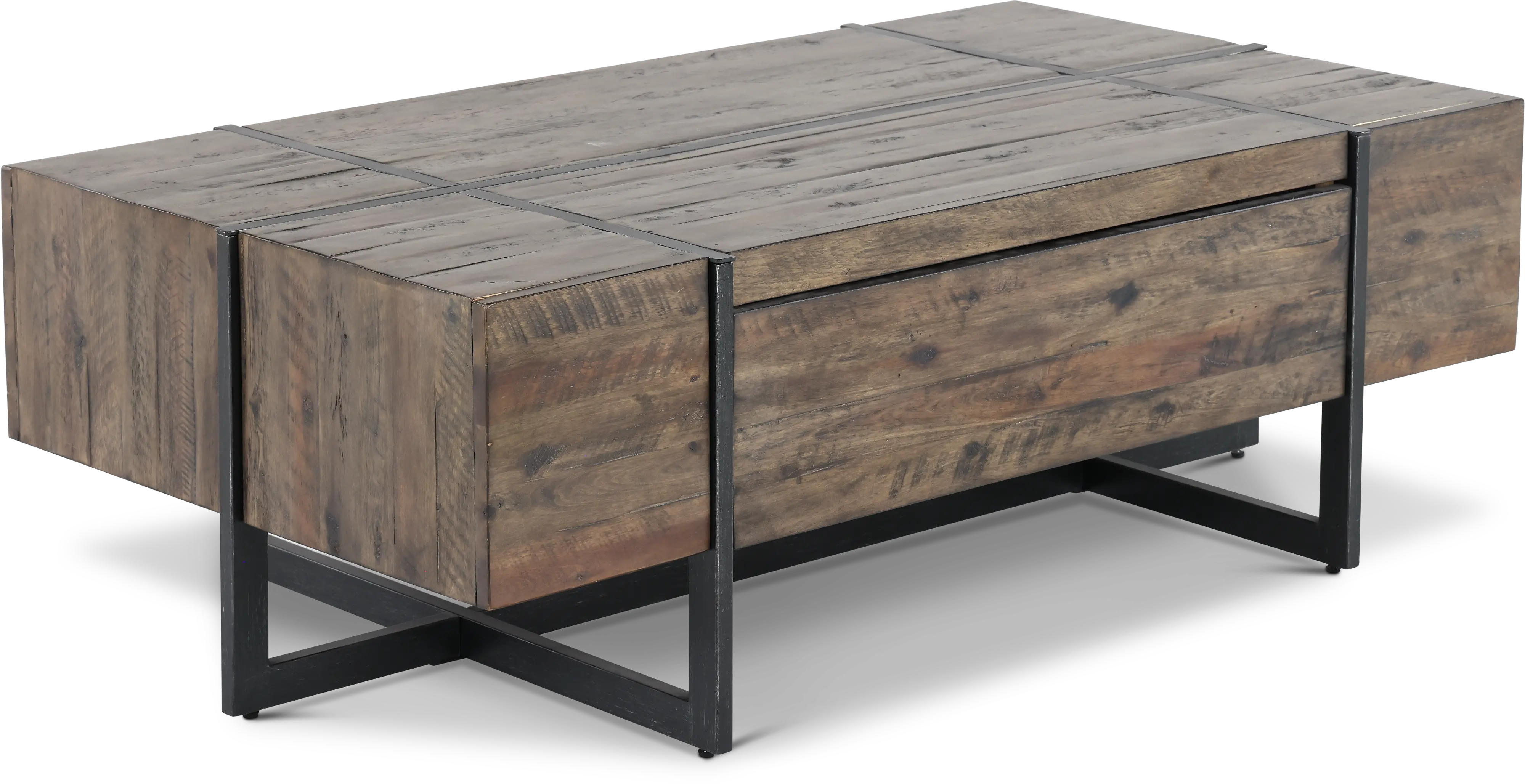 Rustic Brown Wood Coffee Table - Modern Timber-3