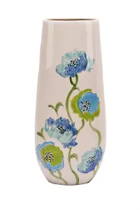 Blue and Green Poppy Ceramic Vase