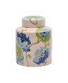 Clearance Blue and Green Poppies Ceramic Lidded Jar