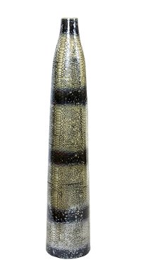 32 Inch Tall Pearl and Brown Ceramic Vase
