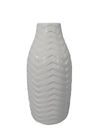 12 Inch White Chevron Pattern Ceramic Vase