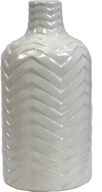 7 Inch White Chevron Pattern Ceramic Vase