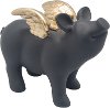 Black and Gold Winged Pig Coin Bank