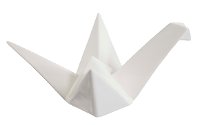 White Ceramic Origami Crane Sculpture