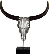 Antique Silver Bull Skull Decor