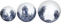 3 Inch White and Blue Feather Ceramic Orb