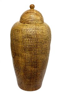16 Inch Brown Ceramic Lidded Jar