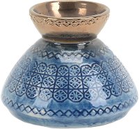 4 Inch Blue and Bronze Ceramic Vase