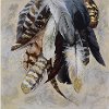 Printed and Hand Painted Feather Canvas with Gold Leaf Accents