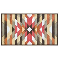 Red and Natural Neutrals Aztec Painted on Wood