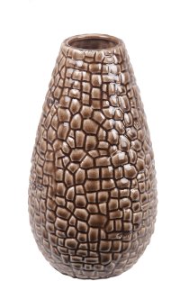 11 Inch Brown Crackle Ceramic Vase