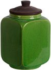 Clearance 9 Inch Green Ceramic Lidded Jar