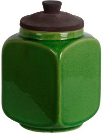 8 Inch Green Ceramic Lidded Jar
