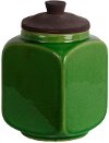 Clearance 8 Inch Green Ceramic Lidded Jar