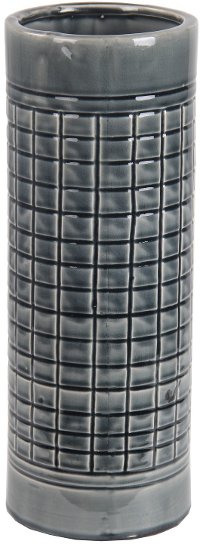 17 Inch Gray Grid Ceramic Vase