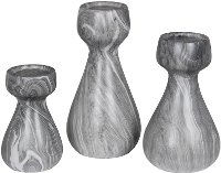 Gray Marble Candle Holders - Set of 3