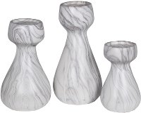 White Marble Candle Holders - Set of 3