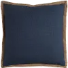 Clearance Blue Throw Pillow with Jute Embroidery
