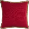 Clearance Red Throw Pillow with Jute Embroidered Piping