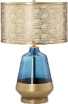 Cobalt Blue and Gold Table Lamp with Metal Shade