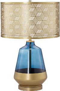 Cobalt Blue and Gold Table Lamp with Metal Shade