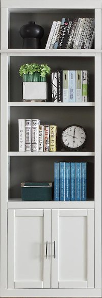 32 Inch Modern White Bookcase with Doors - Catalina