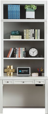 Modern White Writing Desk and Hutch - Catalina