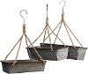 15 Inch Galvanized Metal Basket with Rope and Hanger