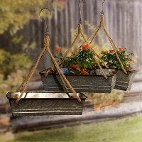 15 Inch Galvanized Metal Basket with Rope and Hanger-2