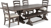 Charcoal 6 Piece Dining Set with Bench - Paladin