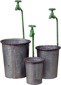 14 Inch Metal Pot with Green Faucet