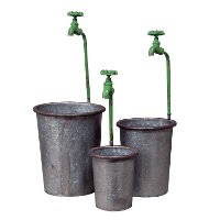 19 Inch Metal Pot with Green Faucet