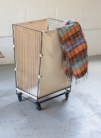 Canvas and Wire Hamper on Wheels