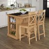 Natural Kitchen Island with Granite Top and 2 Stools - Nantucket -1