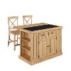 Natural Kitchen Island with Granite Top and 2 Stools - Nantucket -2