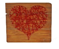 Red Heart String Wood Sign