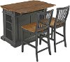Gray Kitchen Island with 2 Stools - Americana -3