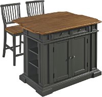 Gray Kitchen Island with 2 Stools - Americana-2
