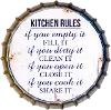 Distressed Gray Metal Bottle Cap Kitchen Rules Sign