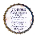 Distressed Gray Metal Bottle Cap Kitchen Rules Sign