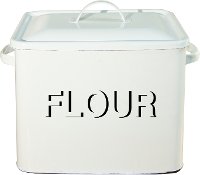 White Enamel Lidded Flour Box